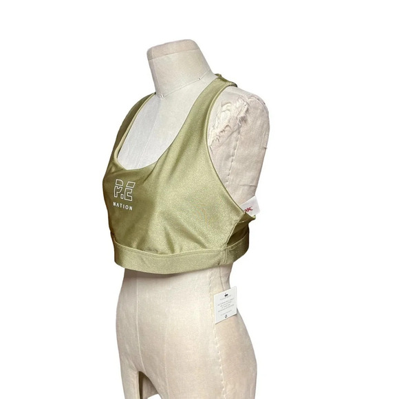 P.E Nation‎ Metallic Gold Logo Scoop Neck Racerback Sports Bra Size 2XL - Picture 4 of 7
